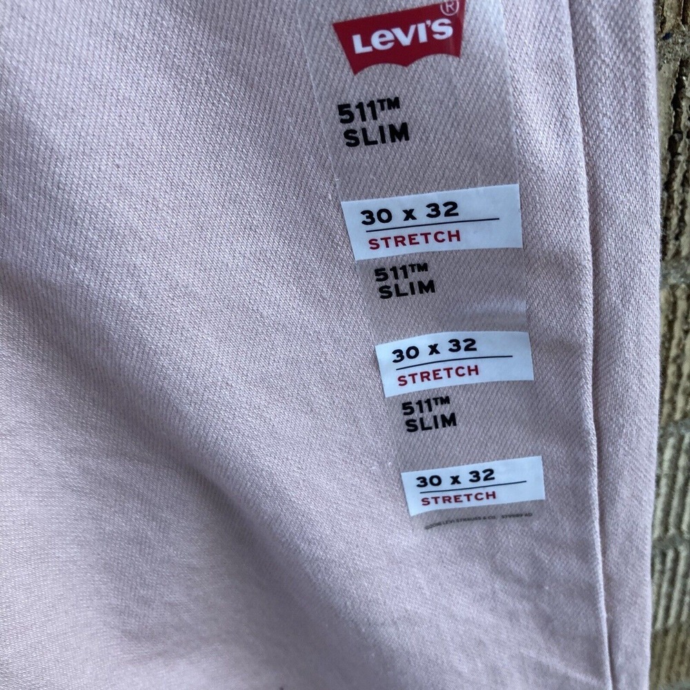 Levis 511 Slim Stretch Ease Denim Jeans Salmon Pink‎ Men Size 30X32 New - Picture 8 of 8